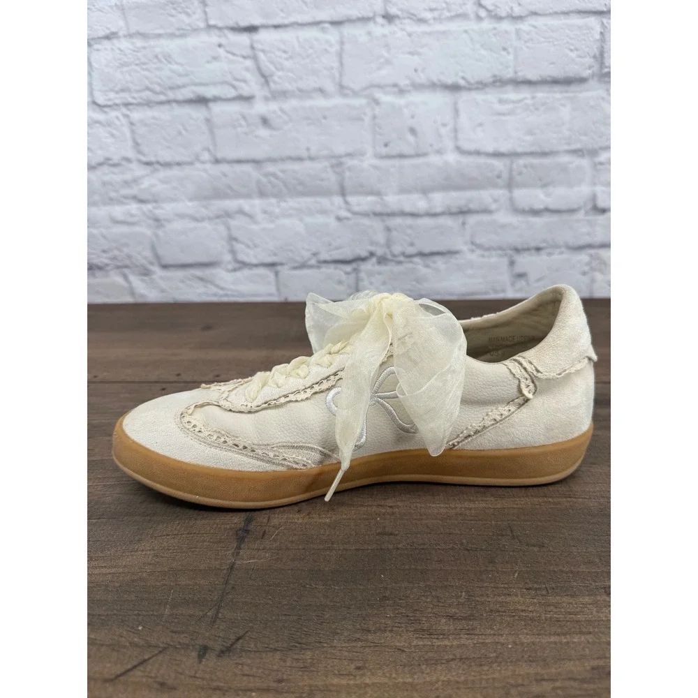 Women's Size 9 Coquette Balletcore Bow Lace Cottagecore Sneakers Cream